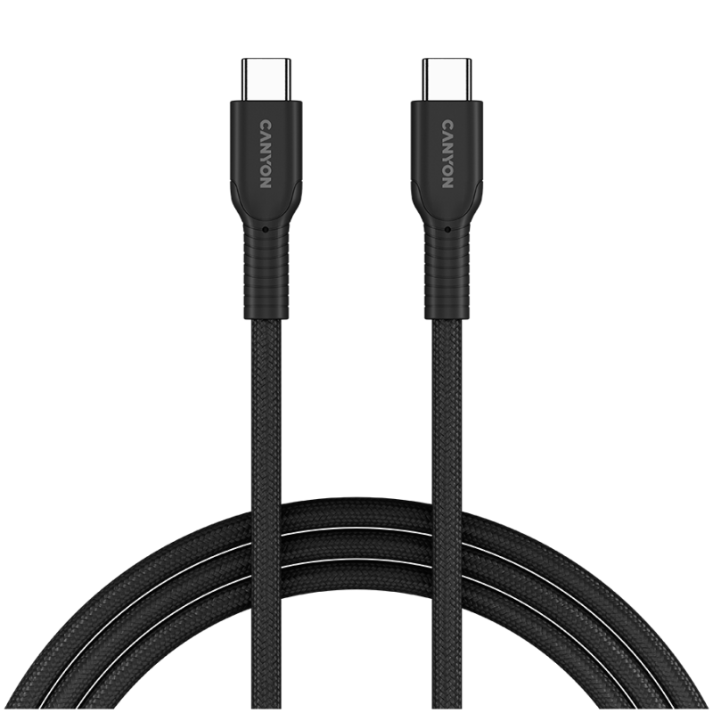 CANYON cable OnWire 60CL C-C 60W COLOR Braided 1m Black, CND-CCAP60AB10B