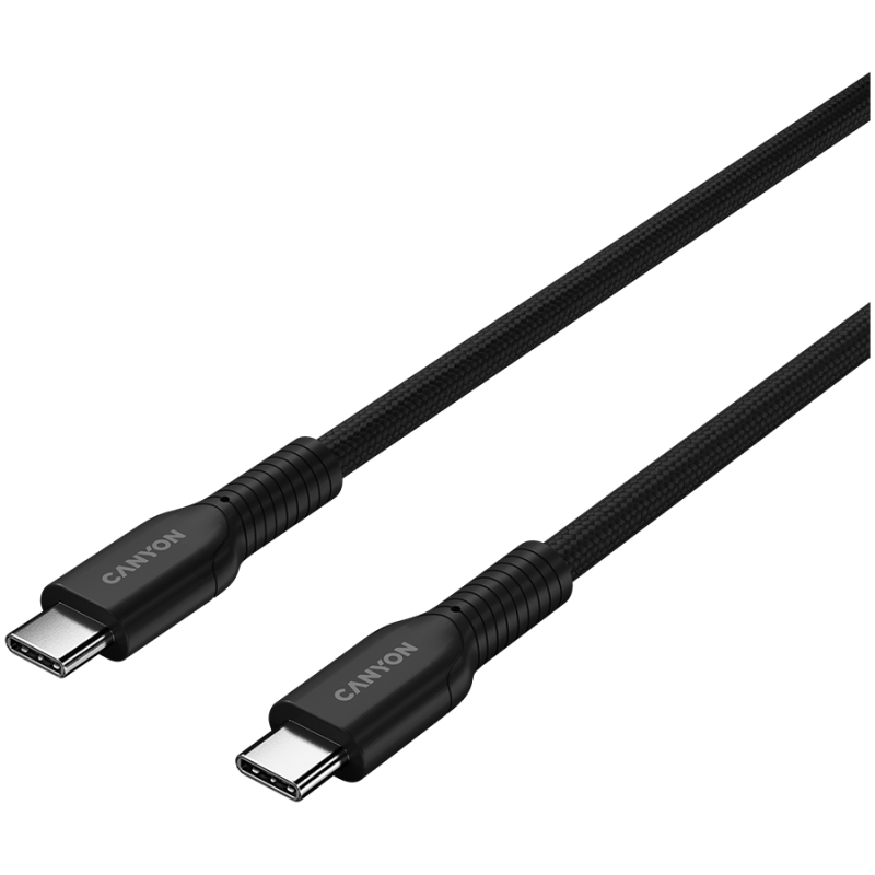 CANYON cable OnWire 60CL C-C 60W COLOR Braided 1m Black, CND-CCAP60AB10B