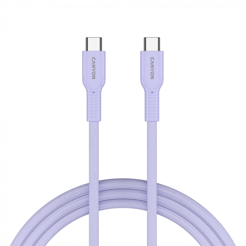 CANYON cable OnWire 60CL C-C 60W COLOR Braided 1m Purple, CND-CCAP60AB10PU