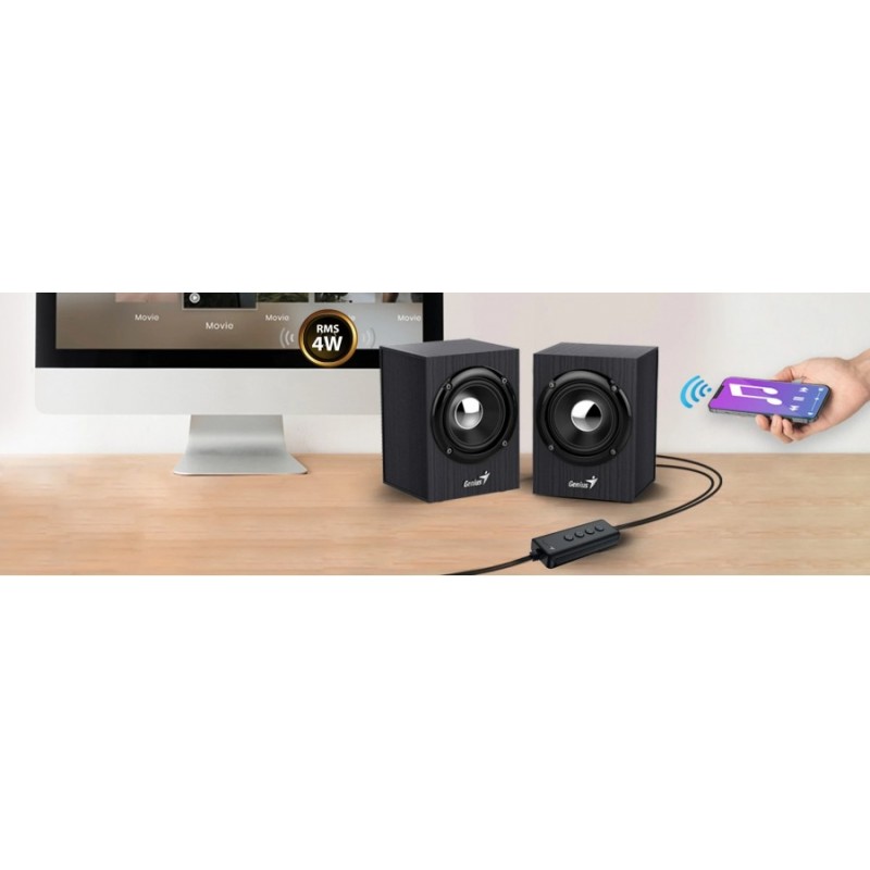 Genius тонколони Speakers 2.0 - SP-HF385BT - 4W RMS, Bluetooth 5.0, Wood