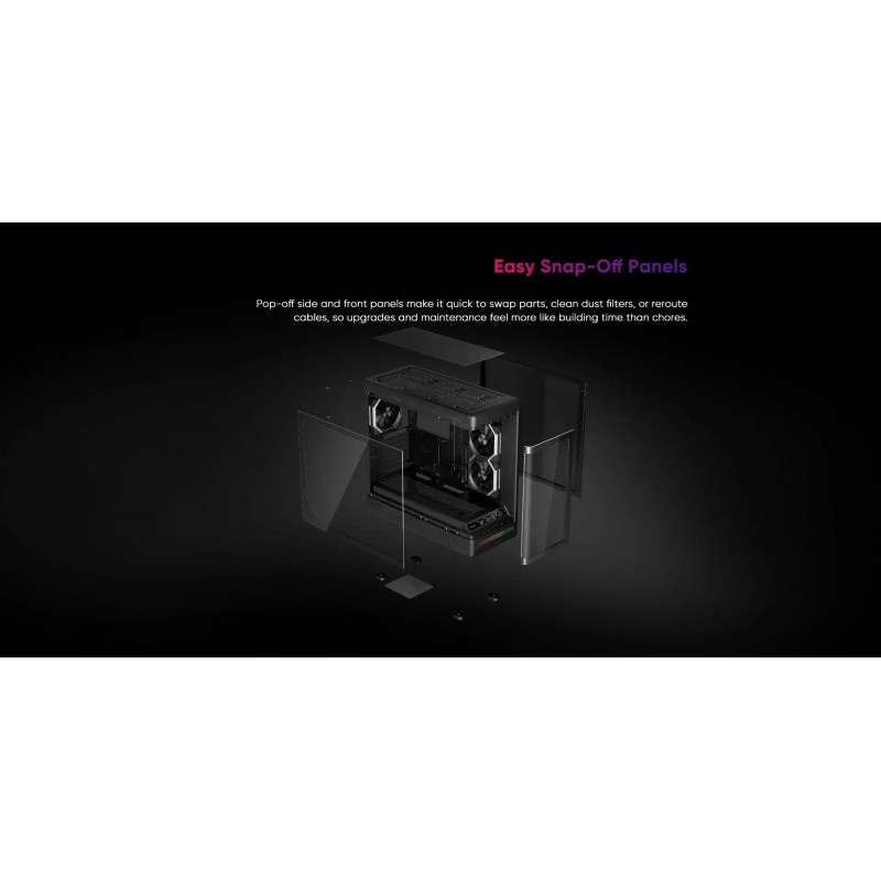 1stPlayer кутия Case ATX - PB8 Black - 3 x 120 mm A-RGB fans included, USB-C