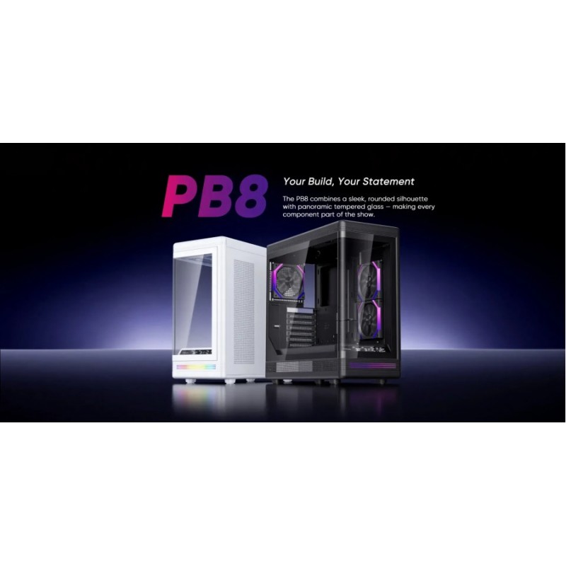 1stPlayer кутия Case ATX - PB8 Black - 3 x 120 mm A-RGB fans included, USB-C