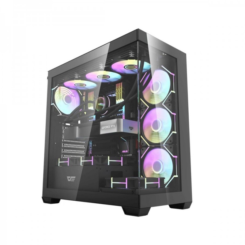 Darkflash кутия Case ATX - DS900 Black - 7 x 120 mm A-RGB fans included, USB-C