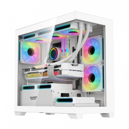 Darkflash кутия Case mATX - DS900M White - 6 x 120 mm Infinity Mirror A-RGB