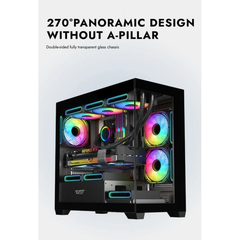 Darkflash кутия Case mATX - DS900M White - 6 x 120 mm Infinity Mirror A-RGB