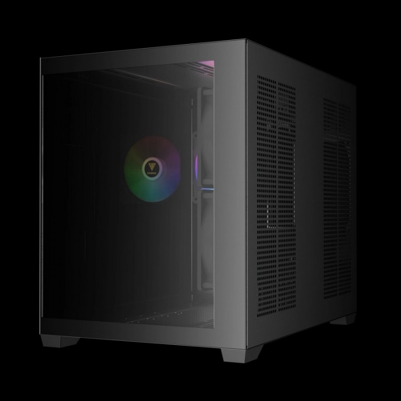 Gamdias кутия Case mATX - AURA GC10M v2 - 3 x 120 mm A-RGB, USB-C, Tempered Glass