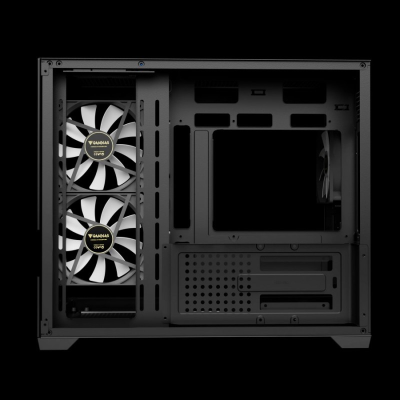 Gamdias кутия Case mATX - AURA GC10M v2 - 3 x 120 mm A-RGB, USB-C, Tempered Glass