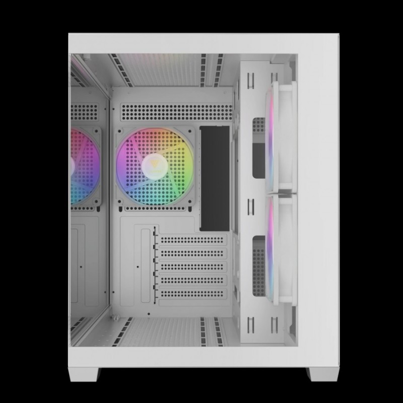 Gamdias кутия Case mATX - AURA GC10M v2 White - 3 x 120 mm A-RGB, USB-C, Tempered Glass