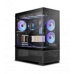 Gamdias кутия Case mATX - AURA GC12 ARGB BK - 6 x 120 mm A-RGB, USB-C, Tempered Glass