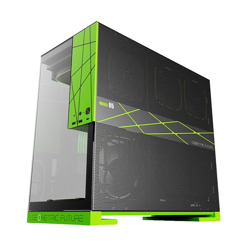 Geometric Future кутия Case EATX - Model 5 Black/Green, NVIDIA style limited edition, 1AM5WKNV00100