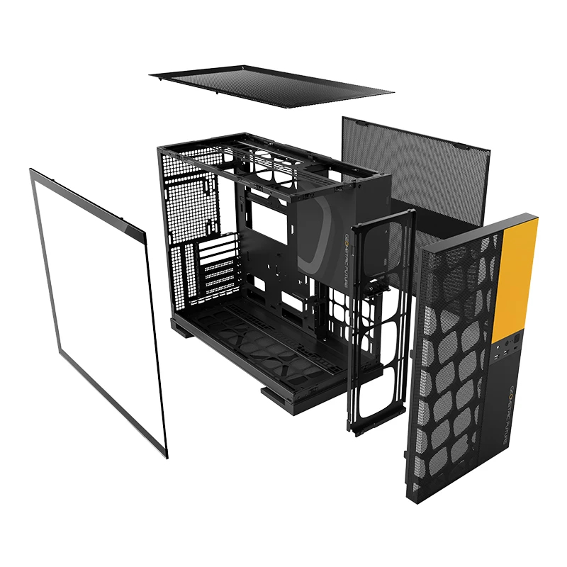 Geometric Future кутия Case EATX - Model 5 Vent Black/Yellow - 5 x 140 mm aRGB fans included, GEO-M5VF-BY