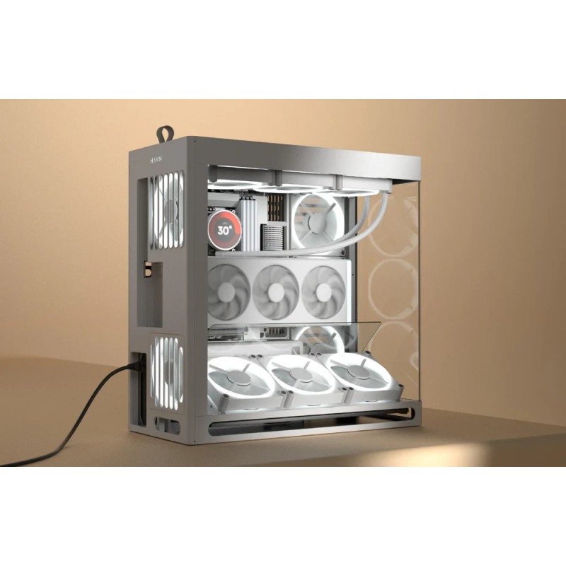 HAVN кутия Case E-ATX - HS 420 VGPU Edition White - PCIe Gen 5 riser included