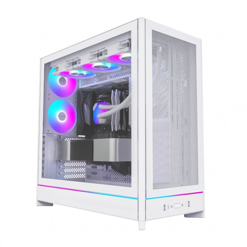 Montech кутия Case ATX - HS01 PRO (W) - 5 x 120 mm ARGB Fans, USB-C, White, MONTECH-HS01-PRO-WH
