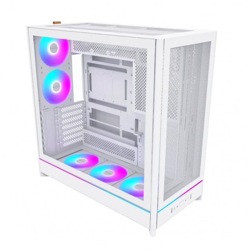 Montech кутия Case ATX - HS01 PRO (W) - 5 x 120 mm ARGB Fans, USB-C, White, MONTECH-HS01-PRO-WH