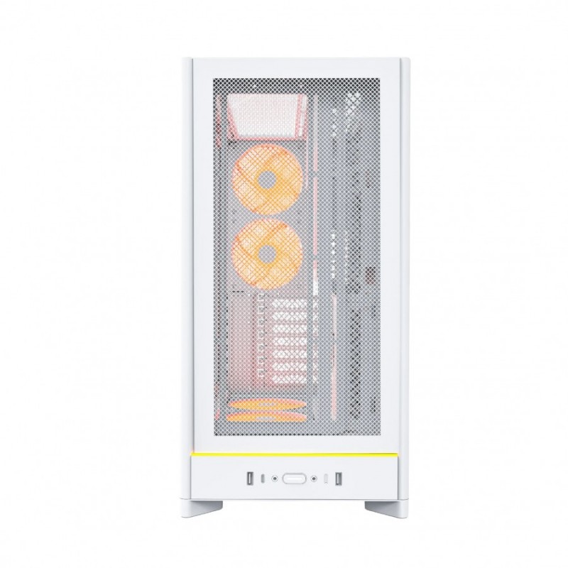 Montech кутия Case ATX - HS01 PRO (W) - 5 x 120 mm ARGB Fans, USB-C, White, MONTECH-HS01-PRO-WH