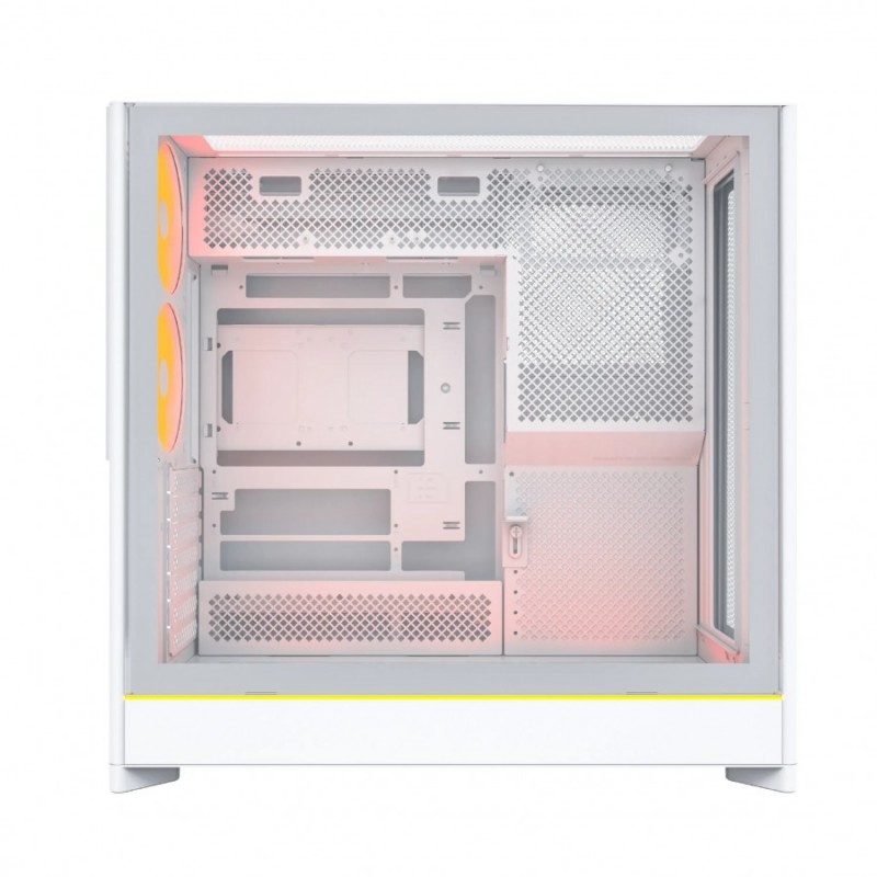 Montech кутия Case ATX - HS01 PRO (W) - 5 x 120 mm ARGB Fans, USB-C, White, MONTECH-HS01-PRO-WH