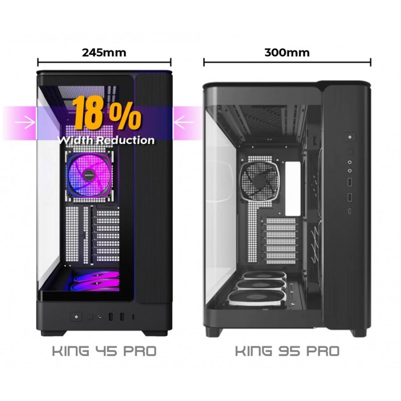 Montech кутия Case ATX - KING 45 PRO (B) - 4 x 120 mm A-RGB, USB-C