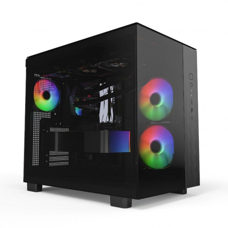 Montech кутия KING 65 Pro, Dual Chamber Mid-tower Case, 3 ARGB Fans, Black, MONTECH-KING-65-PRO-B