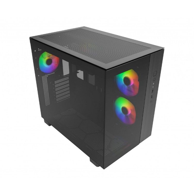 Montech кутия KING 65 Pro, Dual Chamber Mid-tower Case, 3 ARGB Fans, Black, MONTECH-KING-65-PRO-B