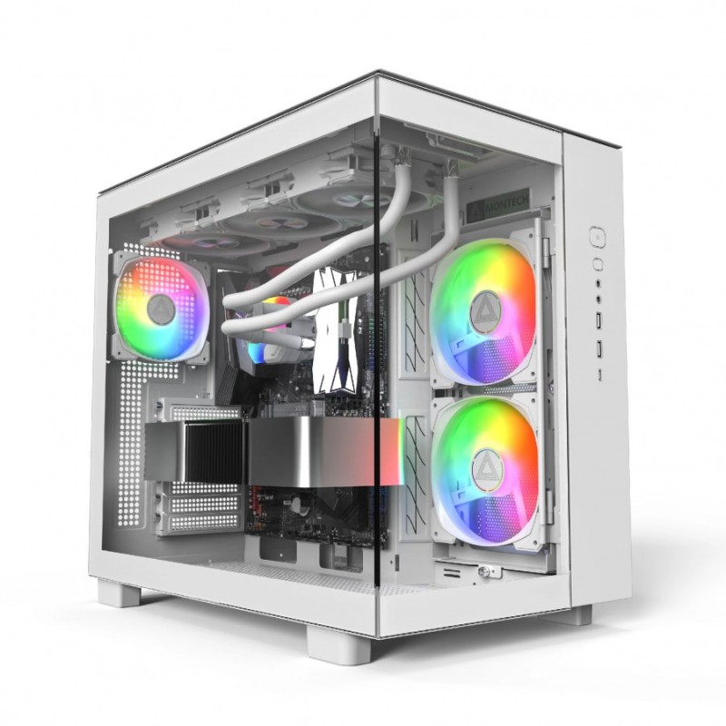 Montech кутия KING 65 Pro, Dual Chamber Mid-tower Case, 3 ARGB Fans, White, MONTECH-KING-65-PRO-W