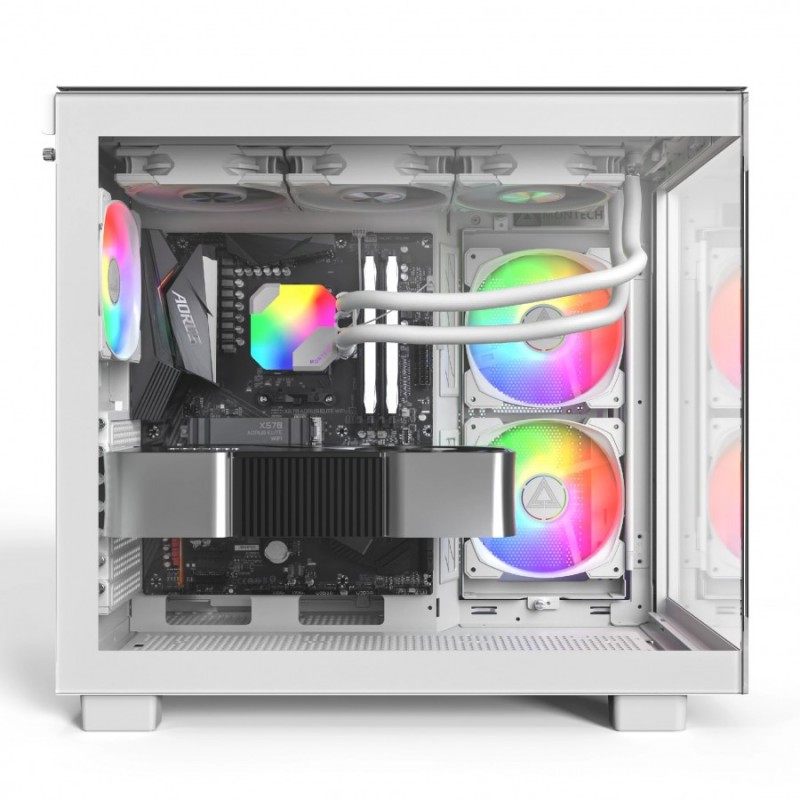 Montech кутия KING 65 Pro, Dual Chamber Mid-tower Case, 3 ARGB Fans, White, MONTECH-KING-65-PRO-W