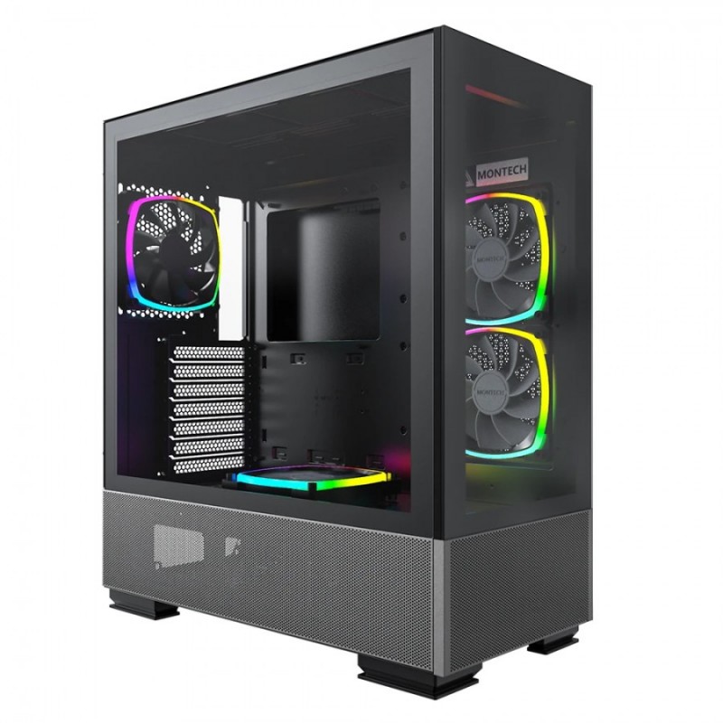 Montech кутия SKY TWO, Mid-tower Case, TG, 4x120mm ARGB Fans, Black, MONTECH-SKY-TWO-BK