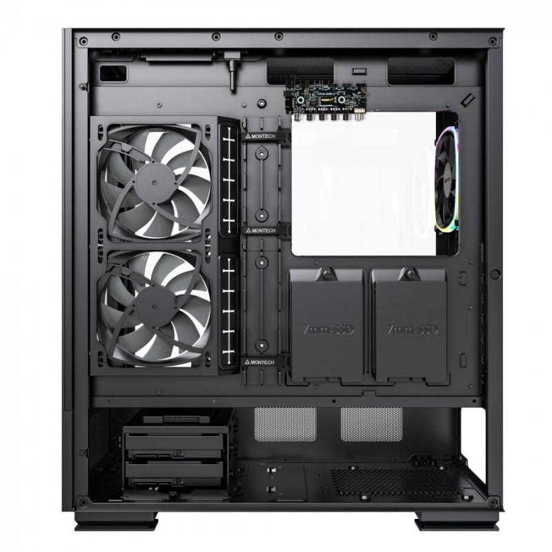 Montech кутия SKY TWO, Mid-tower Case, TG, 4x120mm ARGB Fans, Black, MONTECH-SKY-TWO-BK