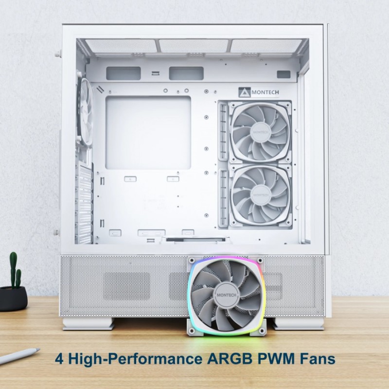 Montech кутия SKY TWO, Mid-tower Case, TG, 4x120mm ARGB Fans, White, MONTECH-SKY-TWO-WH