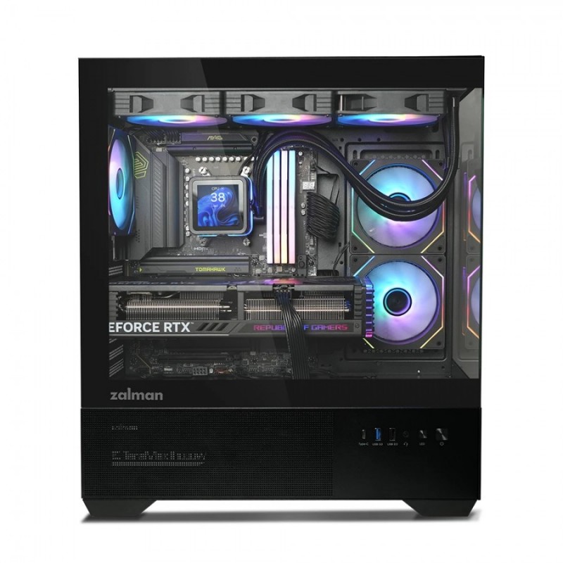 Zalman кутия Case ATX - Chronix BLACK - 3 x 120 mm A-RGB, USB-C, Tempered Glass