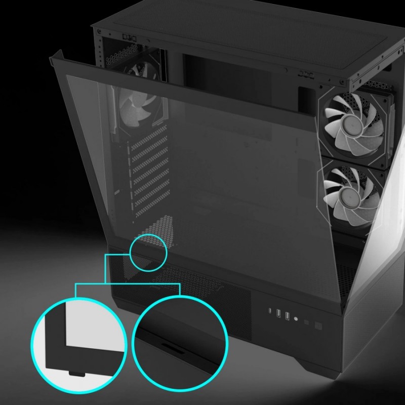 Zalman кутия Case ATX - Chronix BLACK V2 - 3 x 120 mm A-RGB, USB-C, Tempered Glass