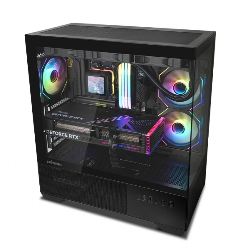 Zalman кутия Case ATX - Chronix BLACK V2 - 3 x 120 mm A-RGB, USB-C, Tempered Glass