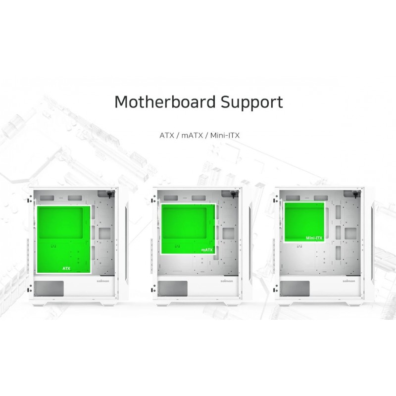 Zalman кутия Case ATX - I3 NEO TG White - aRGB, Tempered Glass, ZM-I3-NEO-TG-White