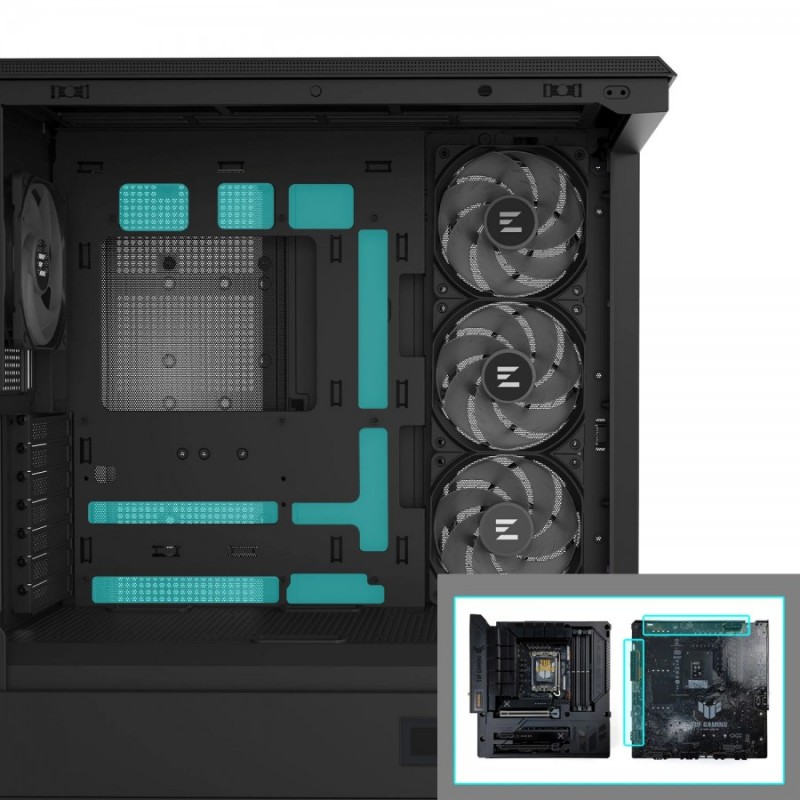 Zalman кутия Case ATX - P50 DS Black - Digital Display, Addressable RGB, ZM-P50-DS-BK