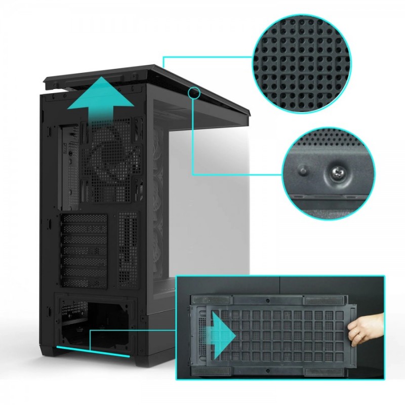 Zalman кутия Case ATX - P50 DS Black - Digital Display, Addressable RGB, ZM-P50-DS-BK