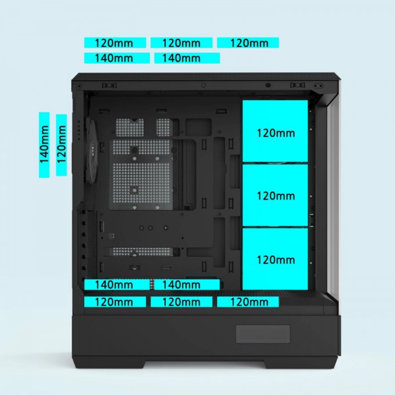 Zalman кутия Case ATX - P50 DS Black - Digital Display, Addressable RGB, ZM-P50-DS-BK