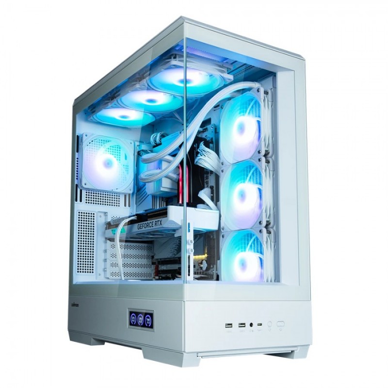 Zalman кутия Case ATX - P50 DS White - Digital Display, Addressable RGB, ZM-P50-DS-WH