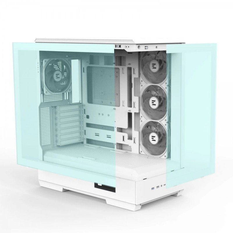 Zalman кутия Case ATX - P50 DS White - Digital Display, Addressable RGB, ZM-P50-DS-WH