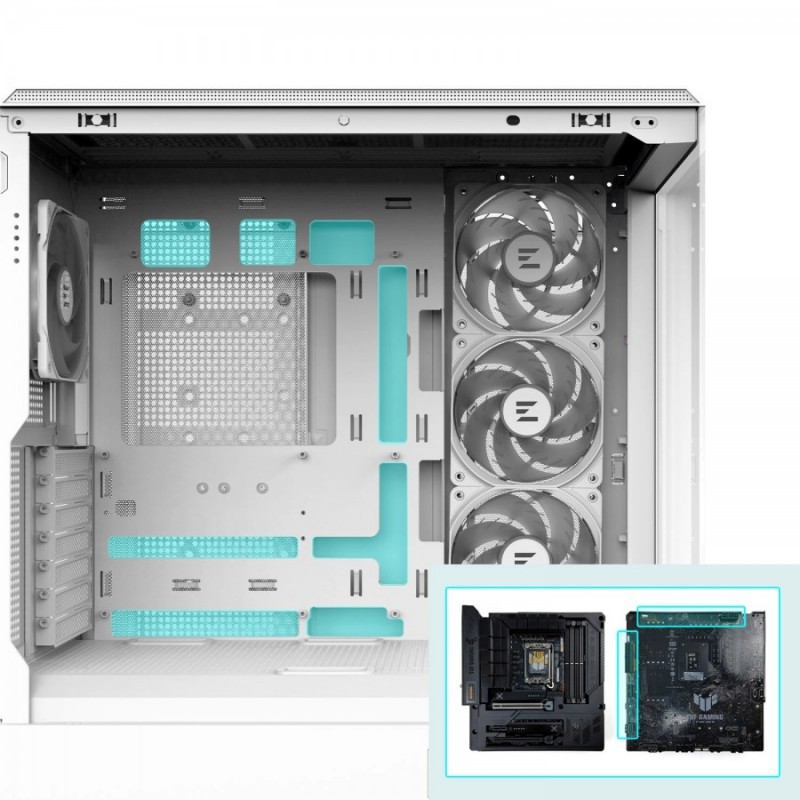 Zalman кутия Case ATX - P50 DS White - Digital Display, Addressable RGB, ZM-P50-DS-WH