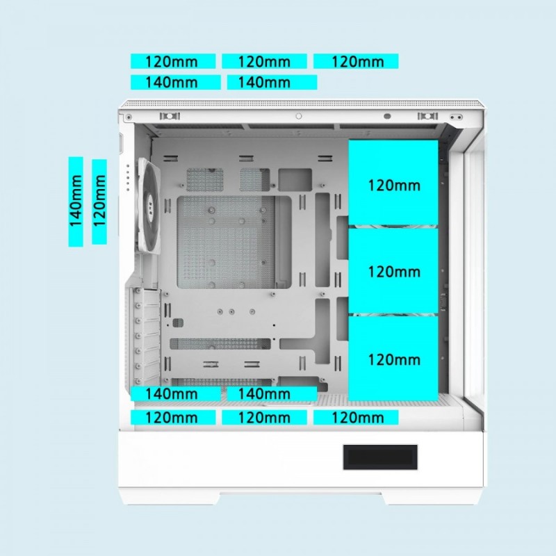 Zalman кутия Case ATX - P50 DS White - Digital Display, Addressable RGB, ZM-P50-DS-WH