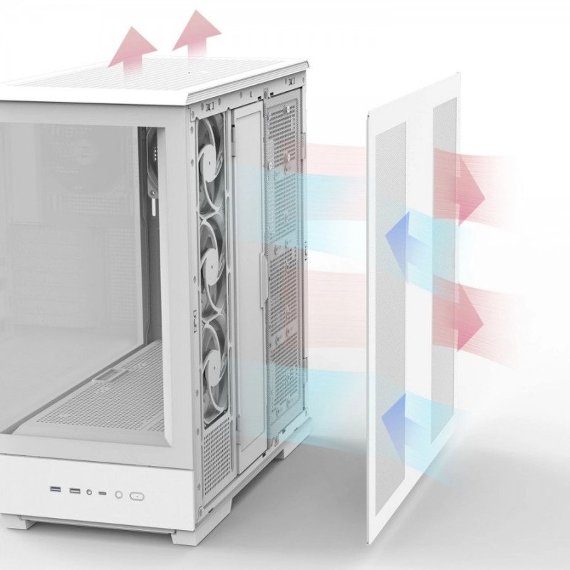 Zalman кутия Case ATX - P50 DS White - Digital Display, Addressable RGB, ZM-P50-DS-WH
