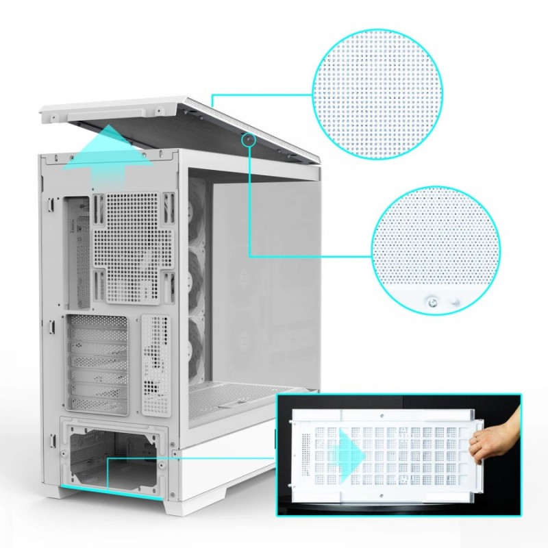 Zalman кутия Case ATX - P50 DS White - Digital Display, Addressable RGB, ZM-P50-DS-WH