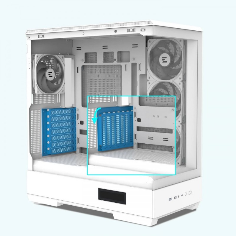 Zalman кутия Case ATX - P50 DS White - Digital Display, Addressable RGB, ZM-P50-DS-WH