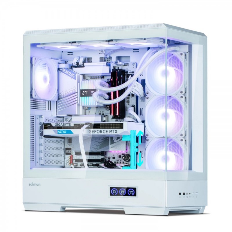 Zalman кутия Case ATX - P50 DS White - Digital Display, Addressable RGB, ZM-P50-DS-WH