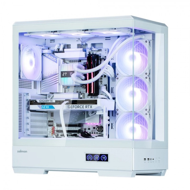 Zalman кутия Case ATX - P50 DS White - Digital Display, Addressable RGB, ZM-P50-DS-WH