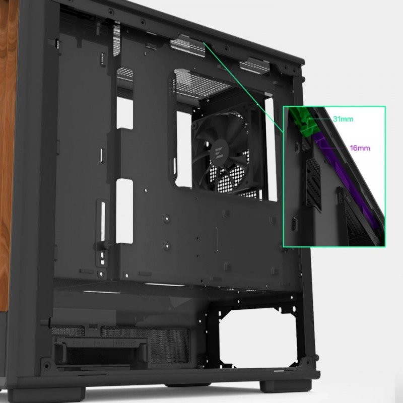 Zalman кутия Case mATX - P10 NAMU BLACK - Wood, USB-C, P10-NAMU-BLACK