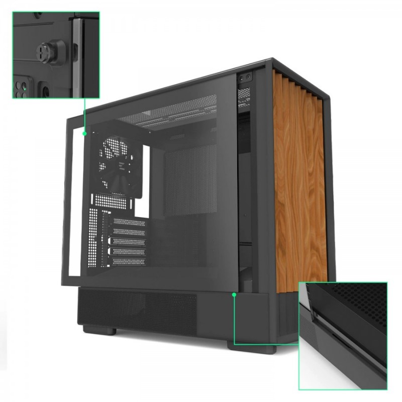 Zalman кутия Case mATX - P10 NAMU BLACK - Wood, USB-C, P10-NAMU-BLACK