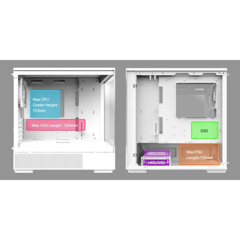 Zalman кутия Case mATX - P10 White, ZM-P10-WH