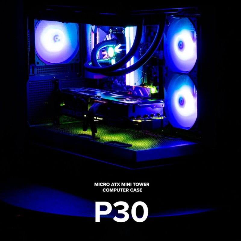Zalman кутия Case mATX - P30 Black - aRGB, Tempered Glass, ZM-P30-BK