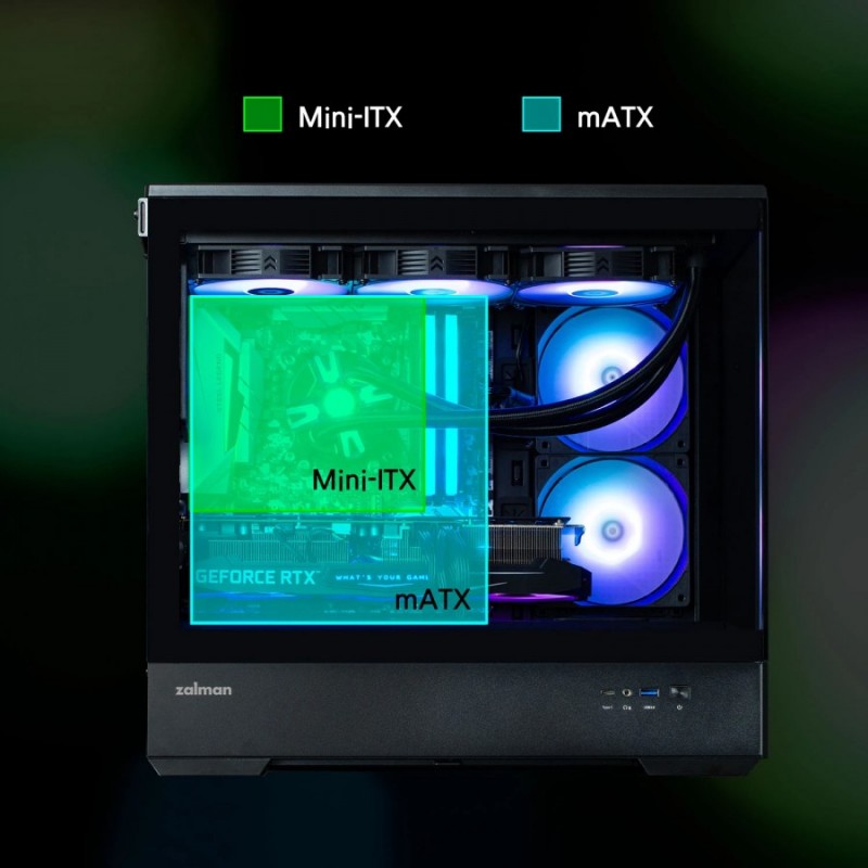 Zalman кутия Case mATX - P30 Black - aRGB, Tempered Glass, ZM-P30-BK