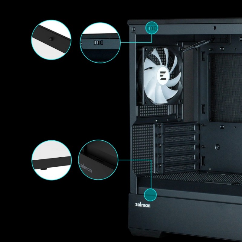 Zalman кутия Case mATX - P30 Black - aRGB, Tempered Glass, ZM-P30-BK